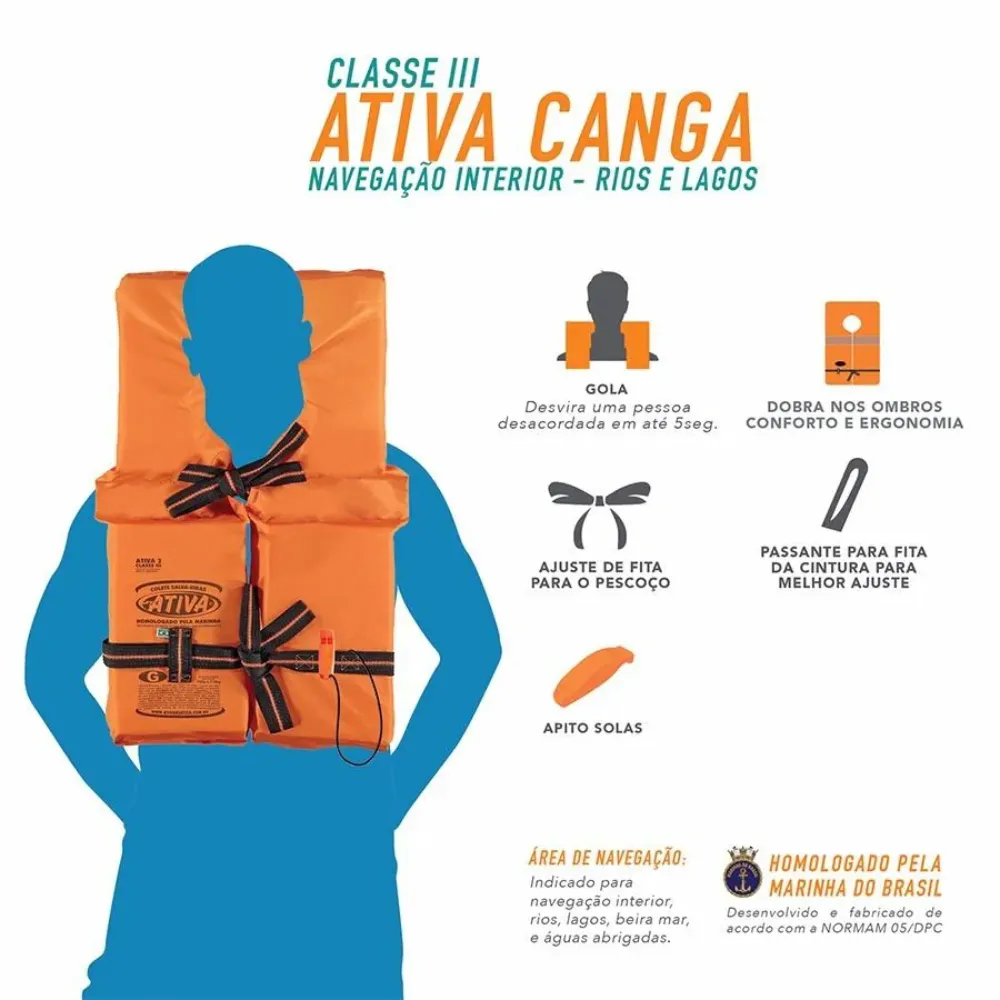 Colete Salva Vidas Ativa Canga Classe III - GG Até 150 kg - Imagem 3