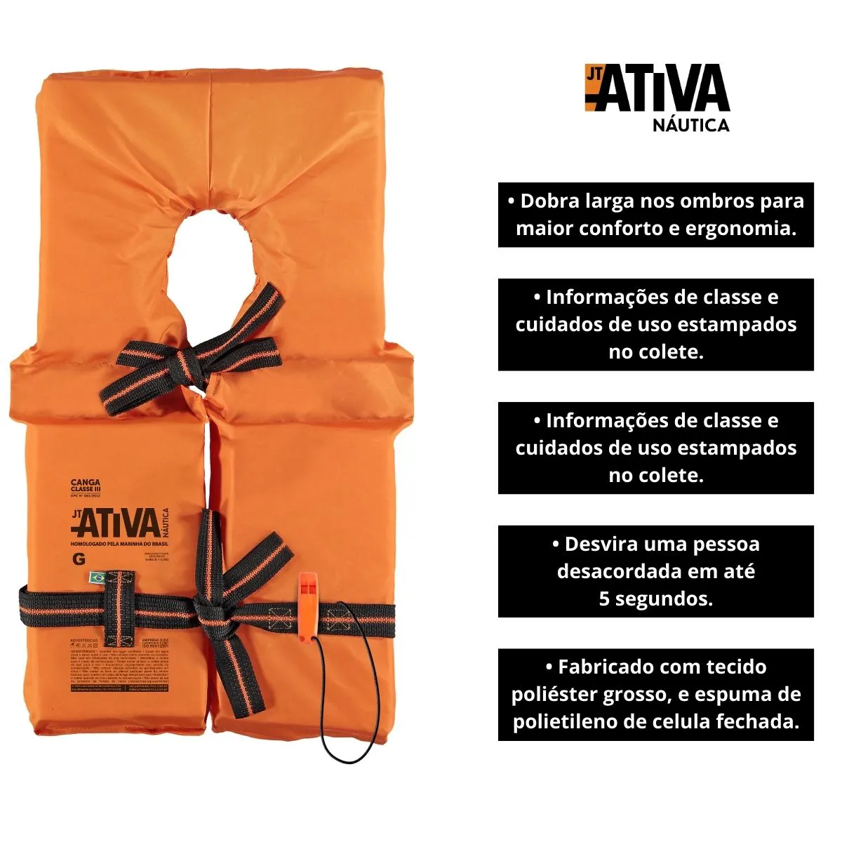 Colete Salva Vidas Ativa Canga Classe III - GG Até 150 kg - Imagem 5