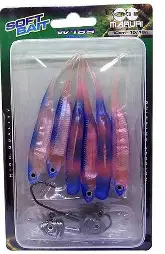 Isca artificial Soft Bait Shad W189 - Maruri - 8cm - 6 unidades + 2 jigs - Ação Fundo - Cor 09 - Imagem 2