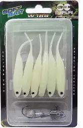 Isca artificial Soft Bait Shad W189 - Maruri - 10cm - 6 unidades + 2 jigs - Ação Fundo - Cor 06 - Imagem 2