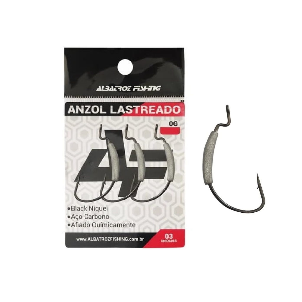 Anzol Lastreado - Albatroz Fishing - Chumbo 10g - Anzol N°4/0 - 3 unidades