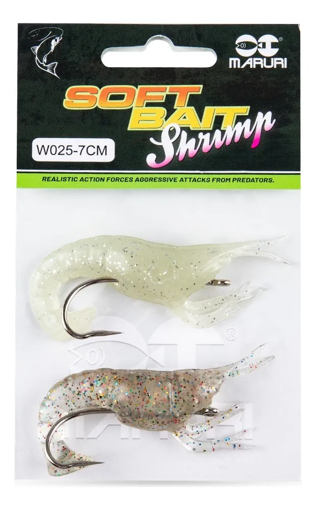 Isca artificial Camarão Shrimp W025 - Maruri - 7cm - 2 unidades (com anzóis) - Imagem 2