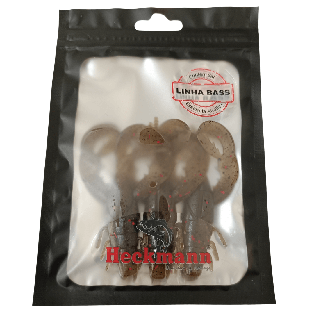 Isca artificial Lagostim - Heckmann - 7.5cm - 3 unidades - Ação Fundo - Cor Chá Escuro
