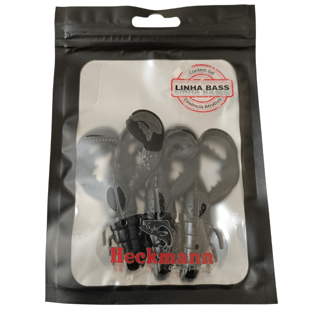 Isca artificial Lagostim - Heckmann - 7.5cm - 3 unidades - Ação Fundo - Cor Preto Absoluto