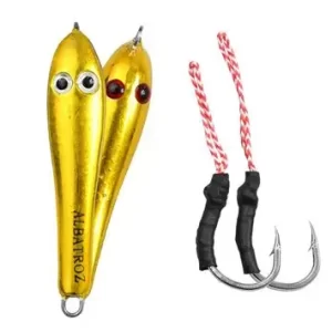 Isca artificial Jumping Jig Sapinho - Albatroz Fishing - Assist Hook Duplo Kevlar - 15g - Cor Ouro