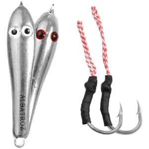 Isca artificial Jumping Jig Sapinho - Albatroz Fishing - Assist Hook Duplo Kevlar - 50g - Cor Prata