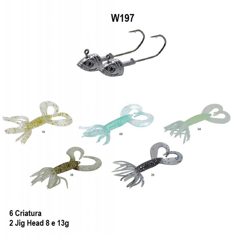 Isca artificial Soft Bait Shad W197 - Maruri - 7cm - 6 unidades + 2 Jigs - Ação Fundo - Cor 04 - Imagem 2