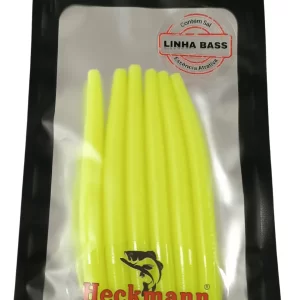 Isca artificial Minhoca - Heckmann - 10cm - 6 unidades - Ação Fundo - Cor Amarelo Siciliano