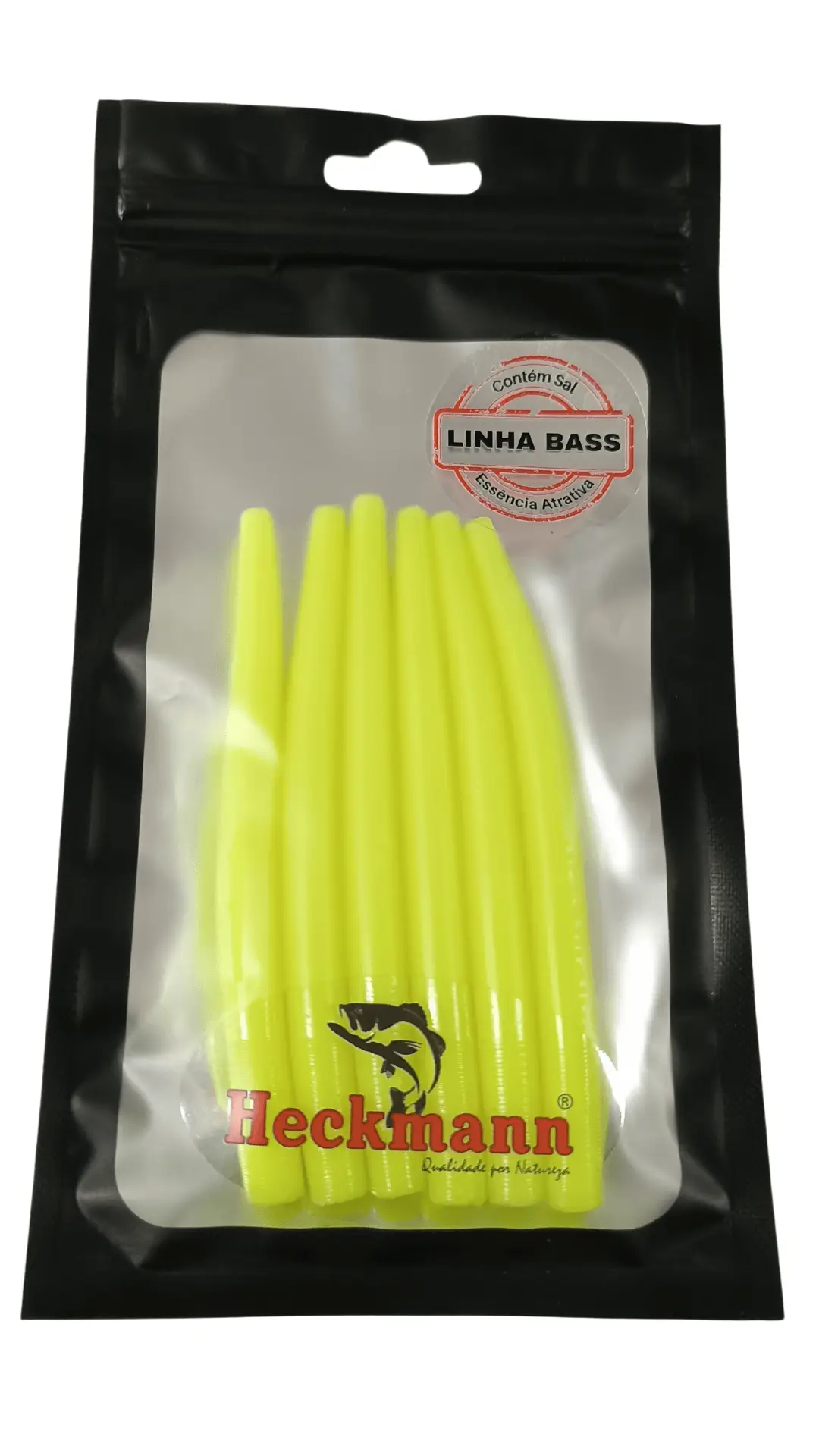 Isca artificial Minhoca - Heckmann - 10cm - 6 unidades - Ação Fundo - Cor Amarelo Siciliano