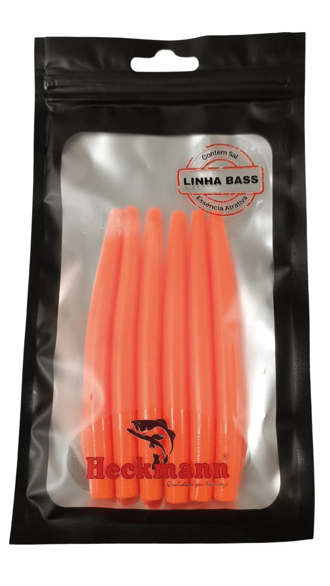 Isca artificial Minhoca - Heckmann - 10cm - 6 unidades - Cor Cenourinha