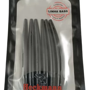 Isca artificial Minhoca - Heckmann - 10cm - 6 unidades - Ação Fundo - Cor Preto Absoluto