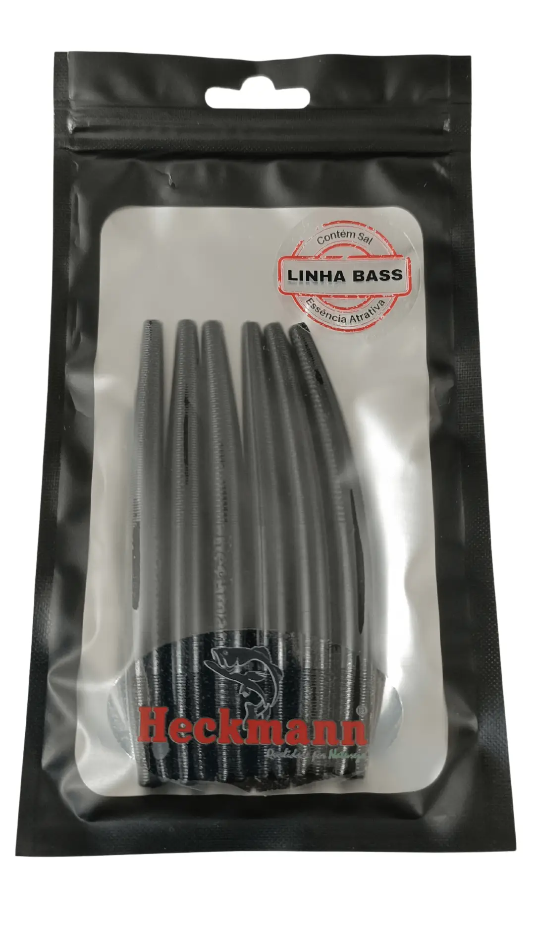 Isca artificial Minhoca - Heckmann - 10cm - 6 unidades - Ação Fundo - Cor Preto Absoluto