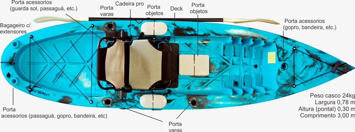 Caiaque Caiaker Robalo Light - Carga 120kg - Azul - Imagem 3