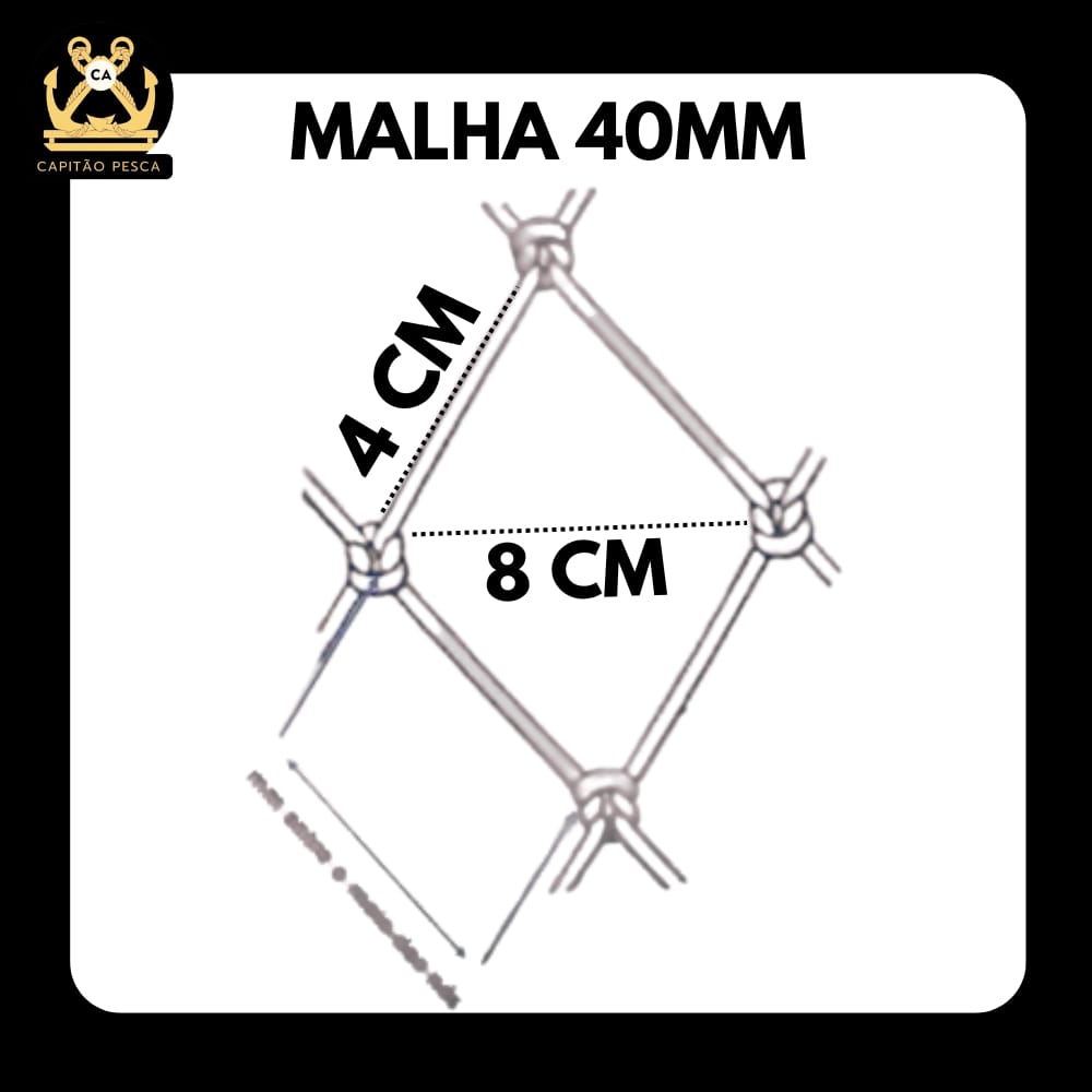 Tarrafa Malha 40mm – 2.4m Altura – 17m de Roda – Fio 0.50mm – Laguna Pesca - Imagem 2