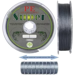 Linha Multifilamento Super PE - Lamazon - 0.24mm - 35lb - Cinza - 100m
