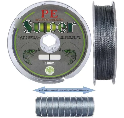 Linha Multifilamento Super PE - Lamazon - 0.24mm - 35lb - Cinza - 100m