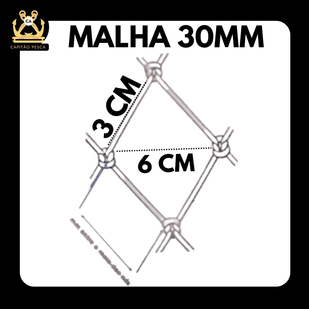 Tarrafa Malha 30mm – 1.8m Altura – 12m de Roda – Fio 0.40mm – Laguna Pesca - Imagem 5