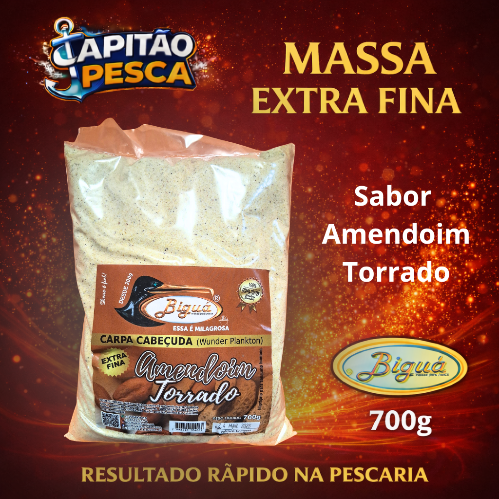 Massa para Pesca – Sabor Amendoim Torrado – Massa Natural - Biguá Extra Fina – 700 gramas