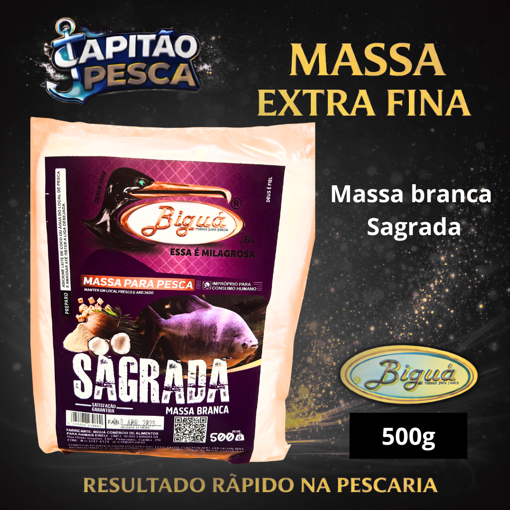 Massa para Pesca – Sabor Sagrada – Massa Branca - Biguá Extra Fina Especial – 500 gramas