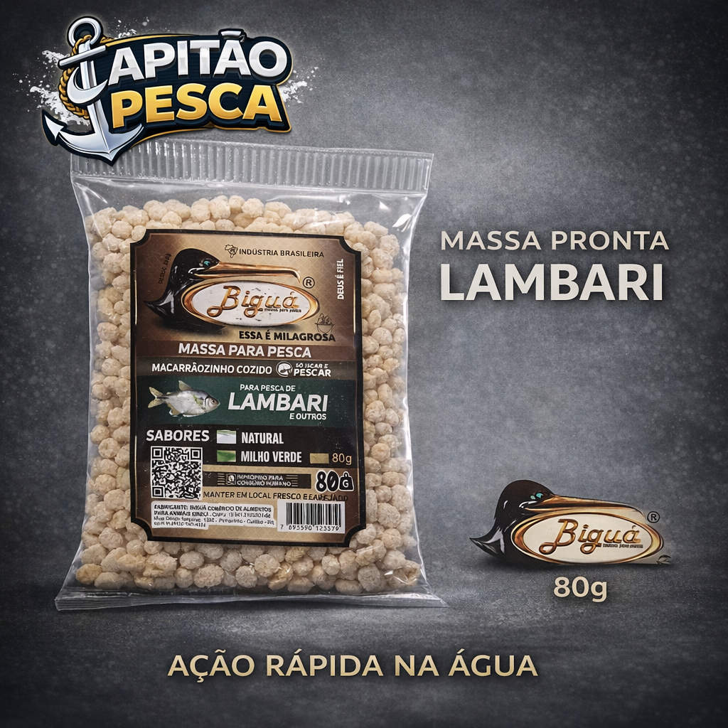 Massa de Pesca para Lambari – Sabor Sortido – Massa Pronta - Biguá – 80 gramas