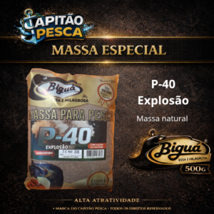 Massa para Pesca - Sabor P-40 Explosão - Massa Natural - Biguá Especial - 500 gramas