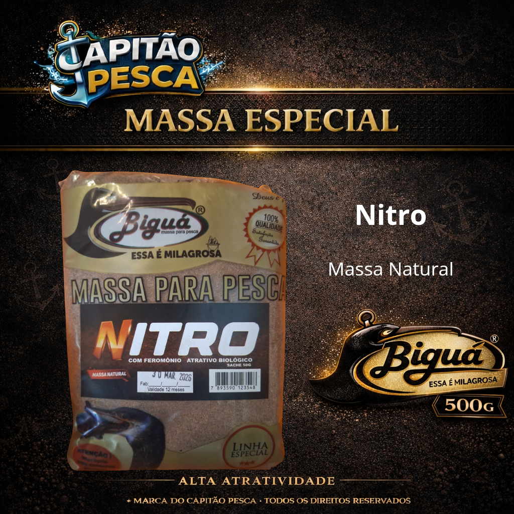 Massa para Pesca - Sabor Nitro - Massa Mesclada - Biguá Especial - 500 gramas