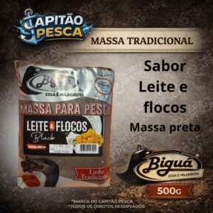 Massa para Pesca - Leite e Flocos - Massa Preta - Biguá Tradicional - 500 gramas