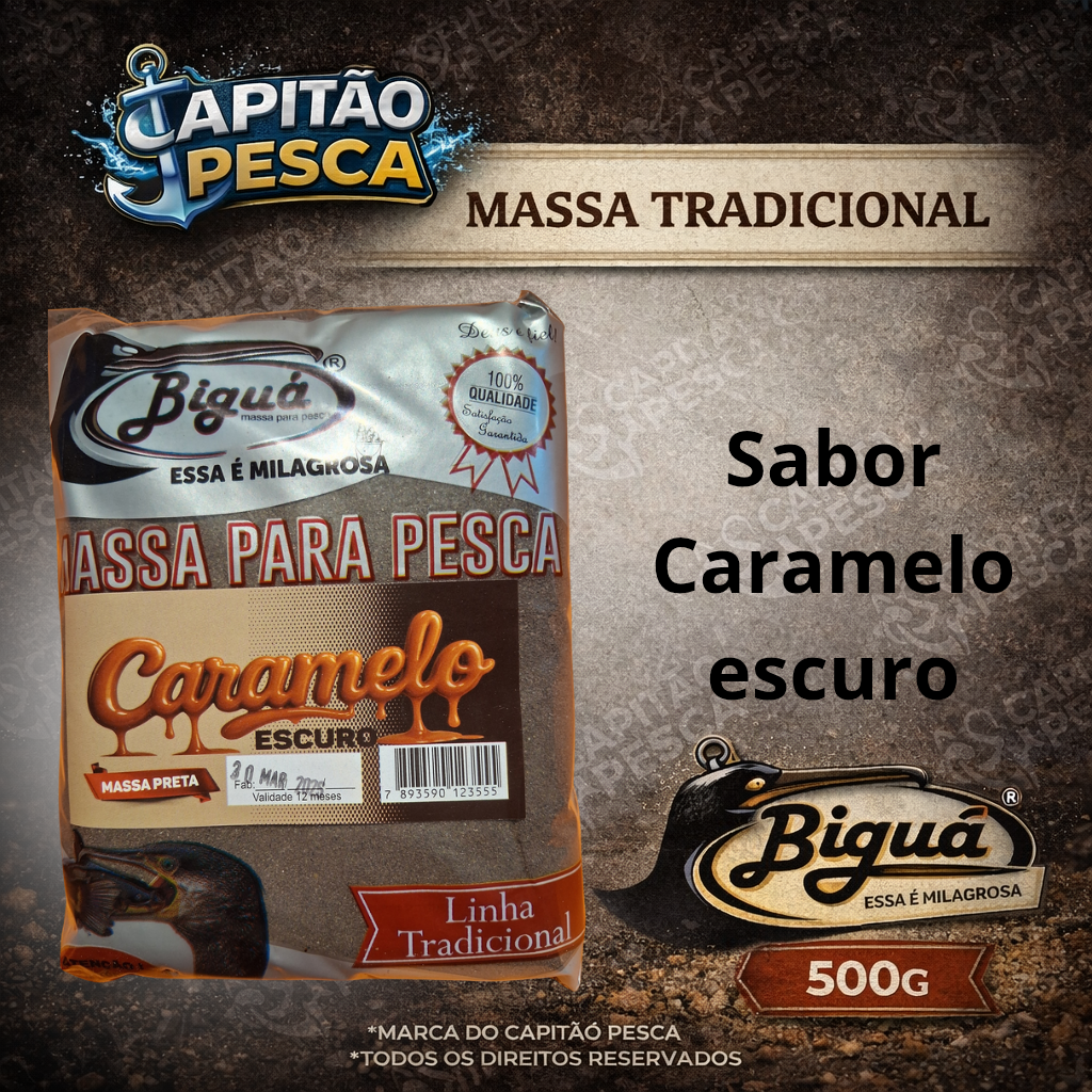 Massa para Pesca - Caramelo - Massa Preta - Biguá Tradicional - 500 gramas
