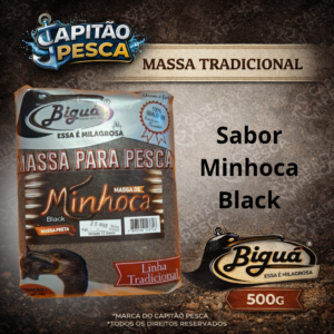Massa para Pesca - Minhoca - Massa Preta - Biguá Tradicional - 500 gramas