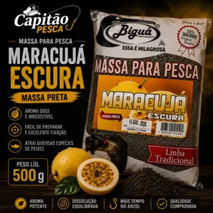 Massa para Pesca - Maracujá - Massa Preta - Biguá Tradicional - 500 gramas
