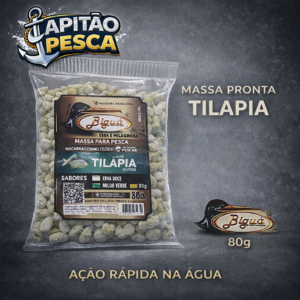 Massa de Pesca para Tilápia – Sabor Sortido – Massa Pronta - Biguá – 80 gramas