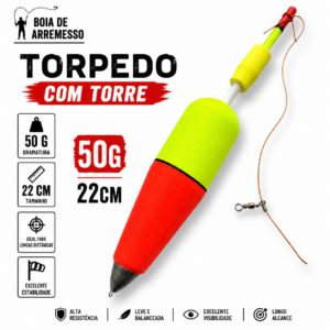 Boia de Arremesso Torpedo com Torre - 50g - 22cm