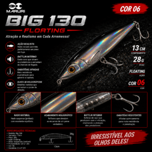 Isca Artificial Big 130 - Maruri - 28g - 13 cm - Ação Superfície - Cor 06