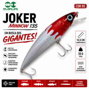 Isca artificial Joker Minnow 135 - Maruri - 13,5cm - 34,5g - Ação Meia-Água (floating) Cor 5