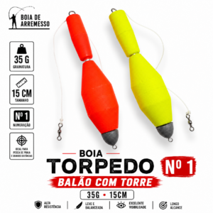 Boia de Arremesso Torpedo Balão com Torre - 35g - 14cm