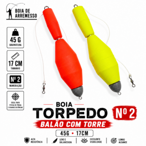 Boia de Arremesso Torpedo Balão com Torre - 50g - 17cm