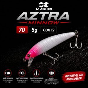 Isca artificial Aztra Minnow 70 - Maruri - 7cm - 5g - Ação Meia-Água (floating) Cor 12