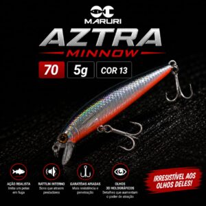 Isca artificial Aztra Minnow 70 - Maruri - 7cm - 5g - Ação Meia-Água (floating) Cor 13