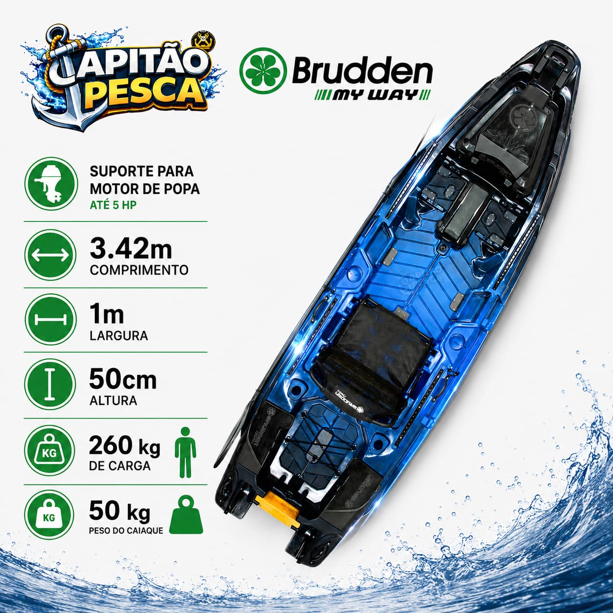 Caiaque Brudden Myway – Blue Night – Carga 260Kg