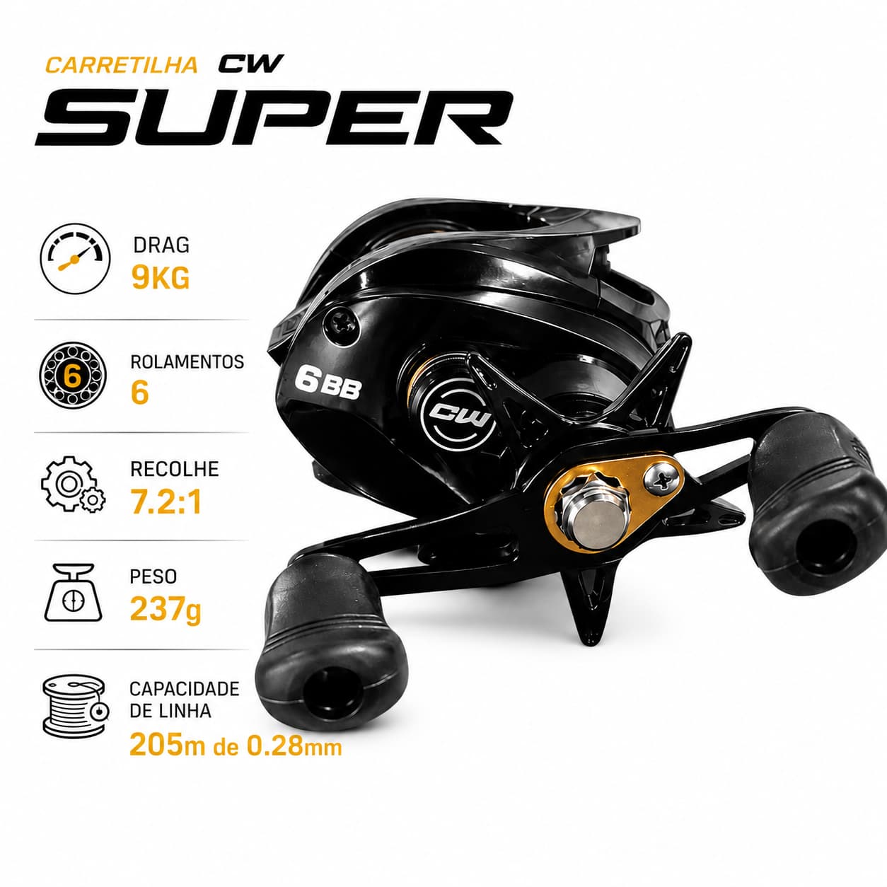 Carretilha CW Super - Drag 9kg - 237g - Direita
