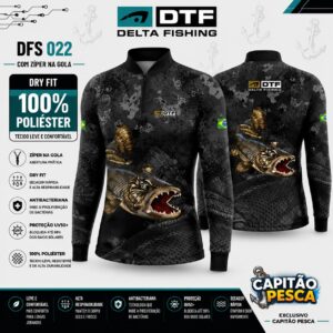Camisa de Pesca Delta Fishing - DFS 022 com Zíper - Dry - 100% Poliéster - P
