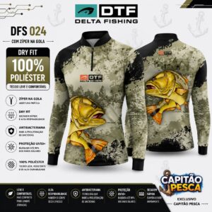 Camisa de Pesca Delta Fishing - DFS 024 com Zíper - Dry - 100% Poliéster - P