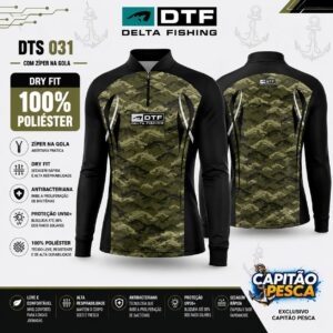 Camisa de Pesca Delta Fishing - DFS 031 com Zíper - Dry - 100% Poliéster - P