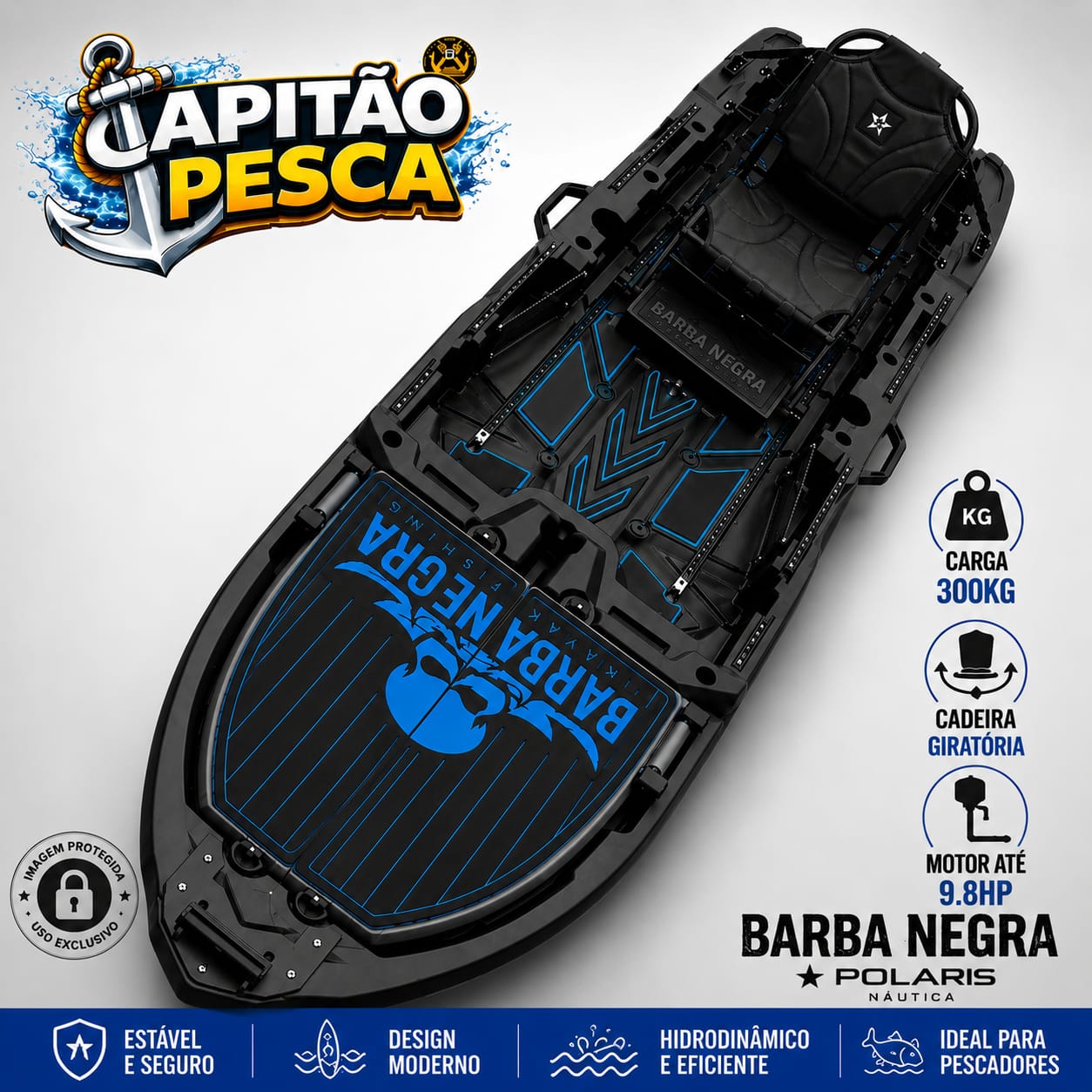Caiaque Polaris Barba Negra – Preto – Carga 300Kg