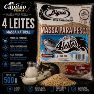 Massa para Pesca - Sabor Quatro Leites - Massa Natural - Biguá Tradicional - 500 gramas