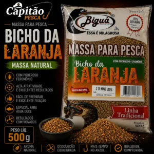 Massa para Pesca - Sabor Bicho da Laranja - Massa Natural - Biguá Tradicional - 500 gramas