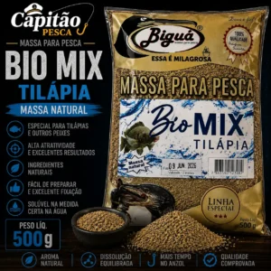 Massa para Pesca - Sabor Bio Mix Tilápia - Massa Natural - Biguá Especial - 500 gramas