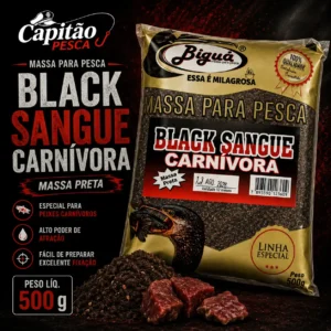 Massa para Pesca - Sabor Black Sangue Carnívora - Massa Preta - Biguá Especial - 500 gramas