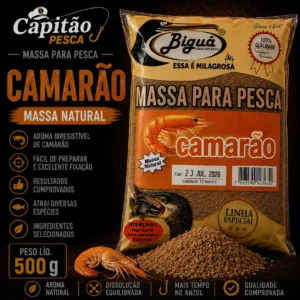 Massa para Pesca - Sabor Camarão - Massa Natural - Biguá Especial - 500 gramas