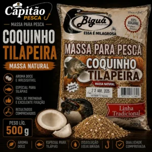 Massa para Pesca - Coquinho Tilapeira - Massa Preta - Biguá Tradicional - 500 gramas